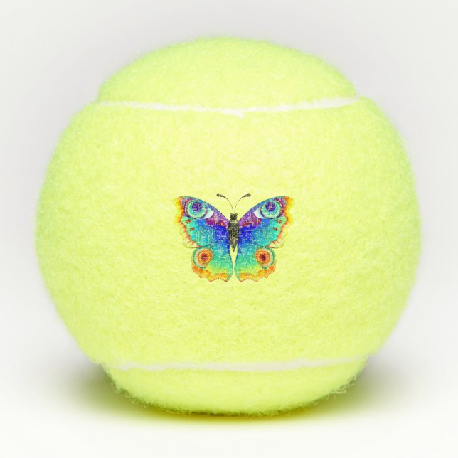 Rainbow Butterfly Peacock Eye Tennis Balls (Front)
