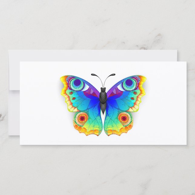 Rainbow Butterfly Peacock Eye Thank You Card (Front)