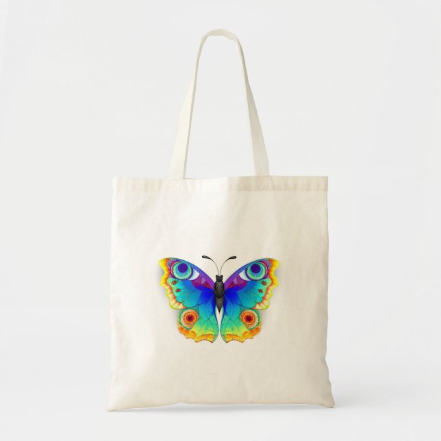 Rainbow Butterfly Peacock Eye Tote Bag (Front)