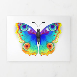Rainbow Butterfly Peacock Eye Tri-Fold Announcement