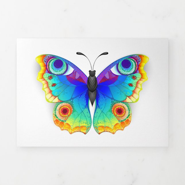 Rainbow Butterfly Peacock Eye Tri-Fold Announcement (Cover)