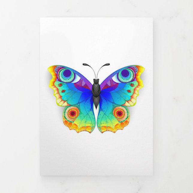 Rainbow Butterfly Peacock Eye Tri-Fold Announcement (Cover)