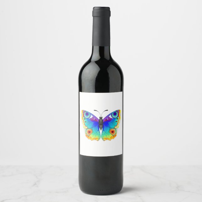 Rainbow Butterfly Peacock Eye Wine Label (Front)