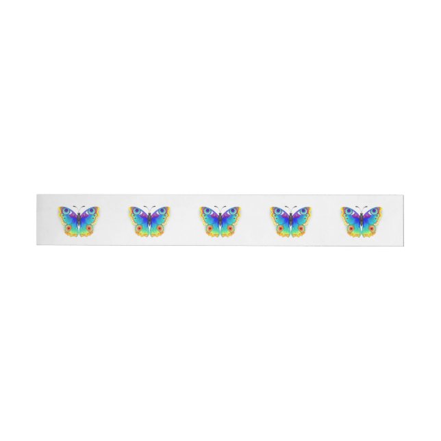 Rainbow Butterfly Peacock Eye Wraparound Address Label (Individual)