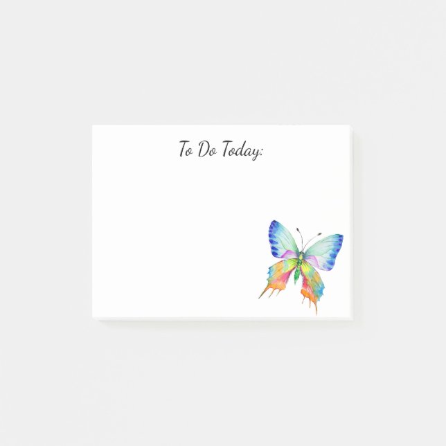 Rainbow Butterfly Personalised Post it Notes (Front)