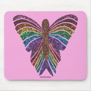 Rainbow Butterfly (pink) - Mouse Pad