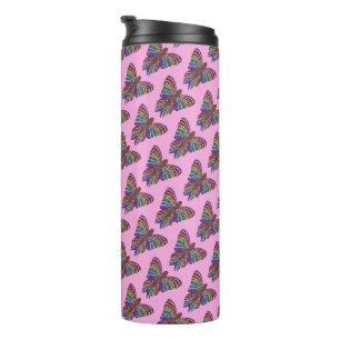 Rainbow Butterfly (pink) - Thermal Tumbler