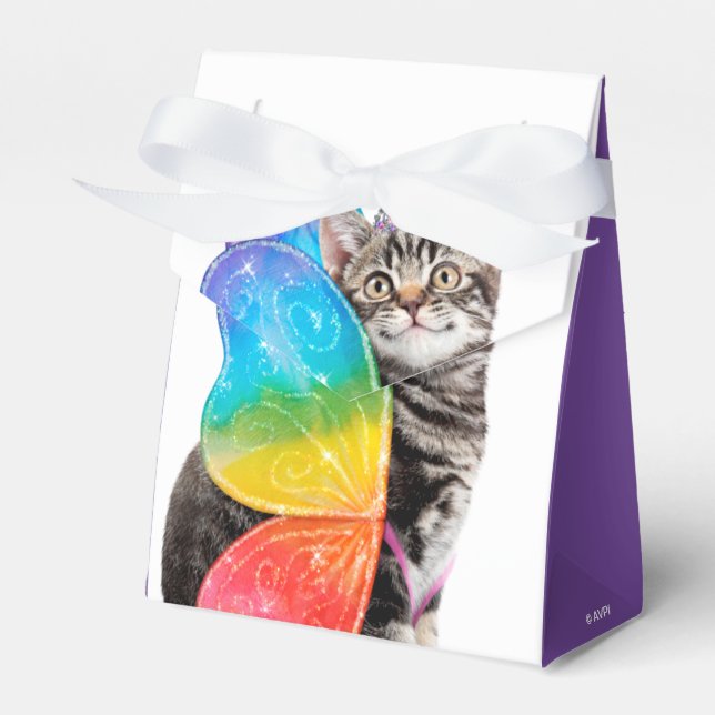 Rainbow Butterfly Princess Kitten Favour Box (Front Side)