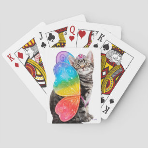 Rainbow Butterfly Princess Kitten Playing Cards