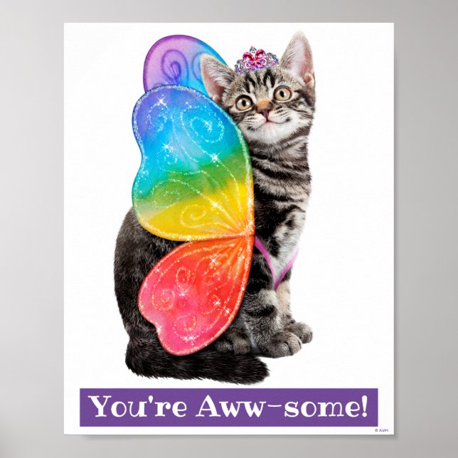 Rainbow Butterfly Princess Kitten Poster (Front)