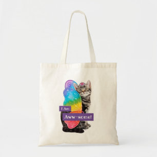 Rainbow Butterfly Princess Kitten Tote Bag