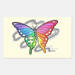 Rainbow Butterfly Rectangular Sticker