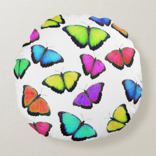 Rainbow Butterfly Round Cushion