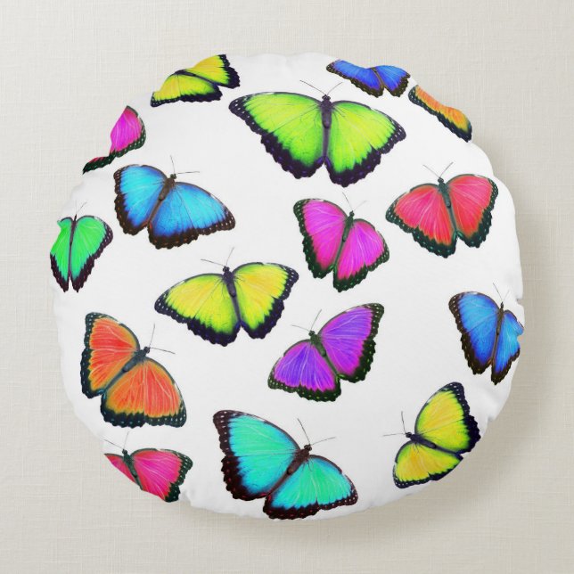 Rainbow Butterfly Round Cushion (Front)