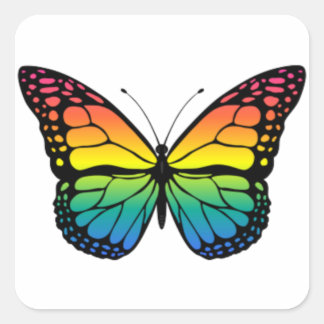 Rainbow butterfly  square sticker