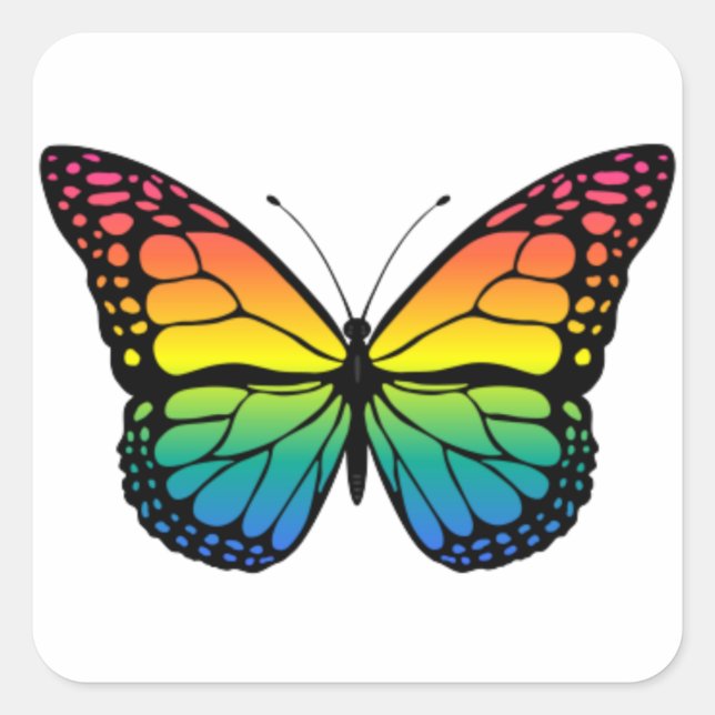 Rainbow butterfly  square sticker (Front)