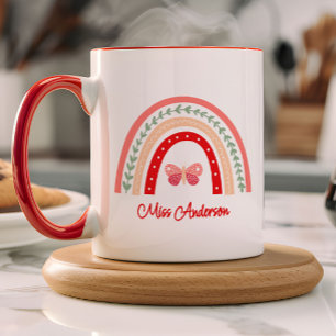Rainbow & Butterfly Teacher's Name Mug