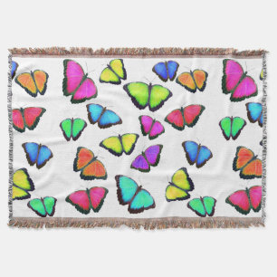 Rainbow Butterfly Throw Blanket