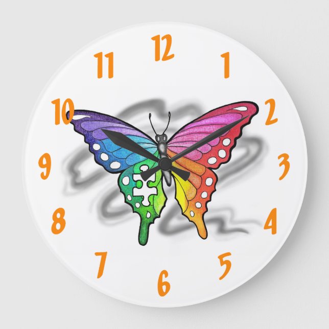 Rainbow Butterfly Wall Clock (Front)