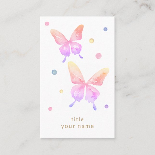 Rainbow Butterfly Water Color Illustration Card (Front)