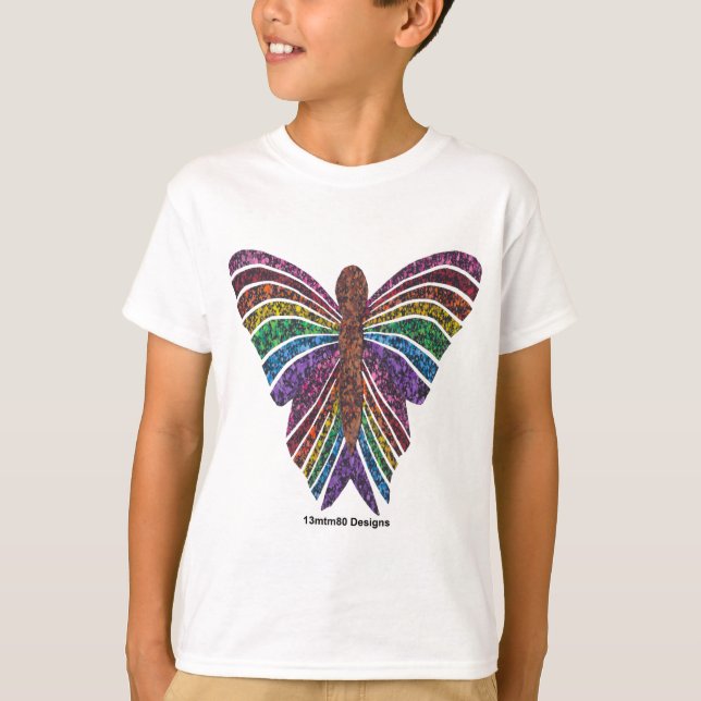 Rainbow Butterfly (white) - Boy's T-Shirt (Front)