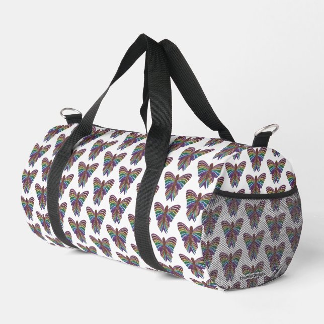 Rainbow Butterfly (white) - Duffel Bag (Right Corner)