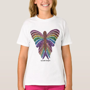 Rainbow Butterfly (white) - Girl's Basic T-Shirt