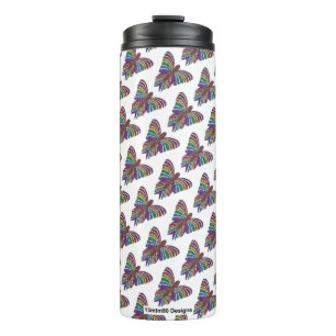 Rainbow Butterfly (white) - Thermal Tumbler