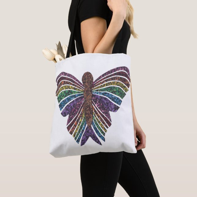 Rainbow Butterfly (white) - Tote (Close Up)