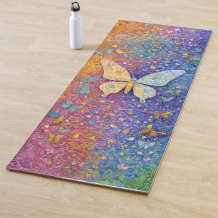 Rainbow Butterfly Yoga Mat Pretty Colourful Mosaic