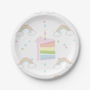 Rainbow Cake Birthday Paper Plate