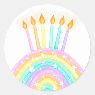 Rainbow Cake Birthday Party Classic Round Sticker