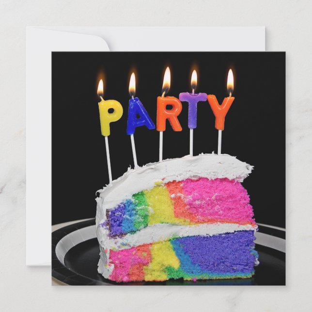 Rainbow Cake Birthday Party Invitation (Front)