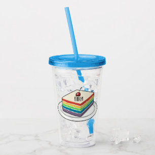 Rainbow cake cartoon illustration  acrylic tumbler