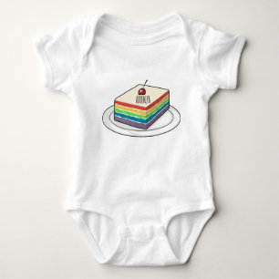 Rainbow cake cartoon illustration  baby bodysuit