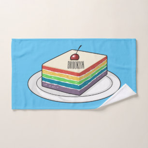 Rainbow cake cartoon illustration  bath towel set