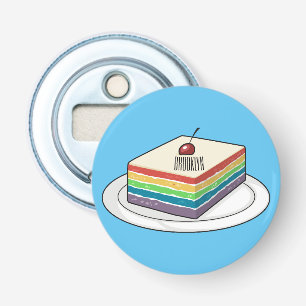 Rainbow cake cartoon illustration bottle opener