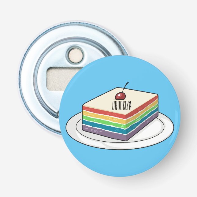 Rainbow cake cartoon illustration  bottle opener (Front)
