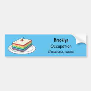 Rainbow cake cartoon illustration bumper sticker