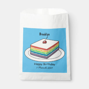 Rainbow cake cartoon illustration favour bags