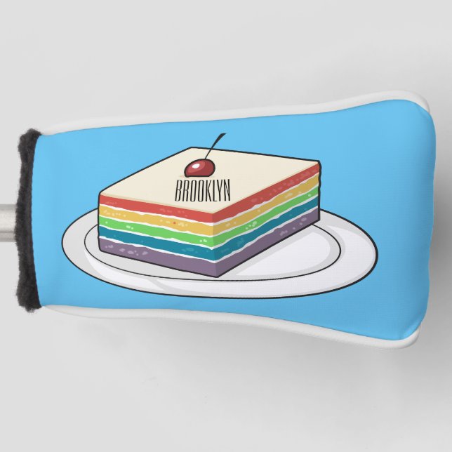 Rainbow cake cartoon illustration  golf head cover (Front)