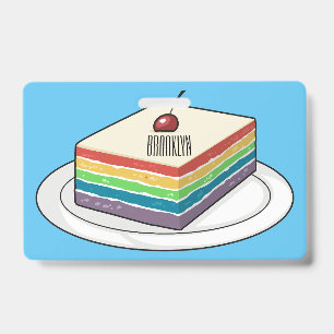Rainbow cake cartoon illustration  ID badge