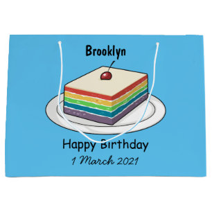 Rainbow cake cartoon illustration large gift bag
