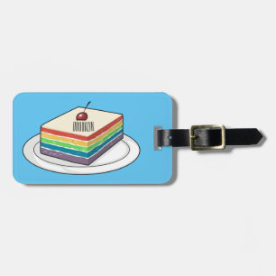 Rainbow cake cartoon illustration luggage tag