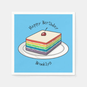 Rainbow cake cartoon illustration napkin