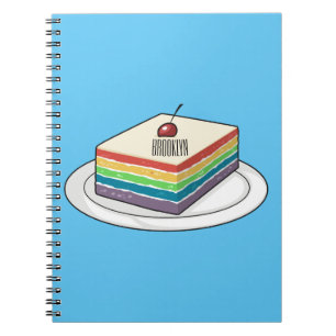 Rainbow cake cartoon illustration notebook