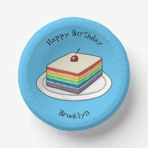 Rainbow cake cartoon illustration paper plate