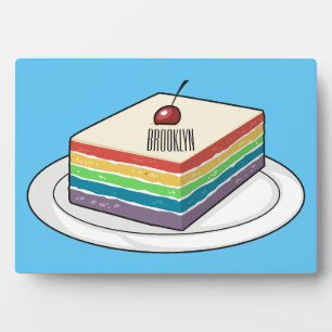 Rainbow cake cartoon illustration  plaque
