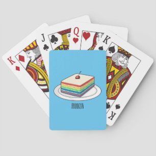 Rainbow cake cartoon illustration  playing cards