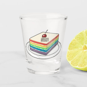 Rainbow cake cartoon illustration shot glass